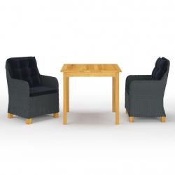 Ensemble à manger de jardin 3 pcs Gris foncé alsavelo