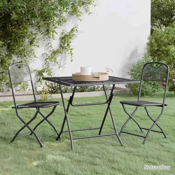 Ensemble  manger de jardin 3 pcs Maille Mtal Anthracite alsavelo