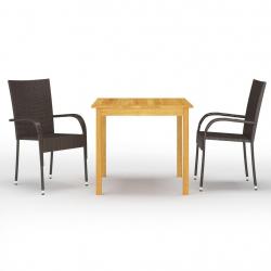 Ensemble à manger de jardin 3 pcs Marron alsavelo