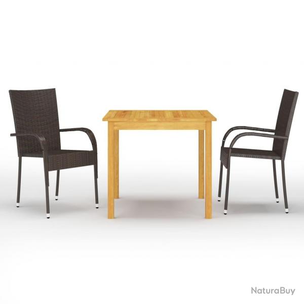 Ensemble  manger de jardin 3 pcs Marron alsavelo