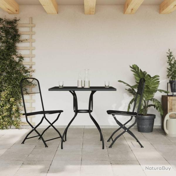 Ensemble  manger de jardin 3 pcs anthracite mtal maille alsavelo