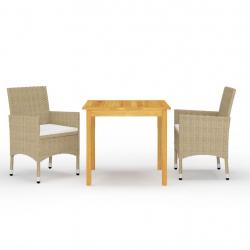 Ensemble à manger de jardin 3 pcs Beige alsavelo