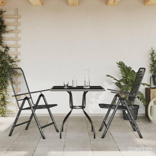 Ensemble  manger de jardin 3 pcs anthracite mtal maille alsavelo
