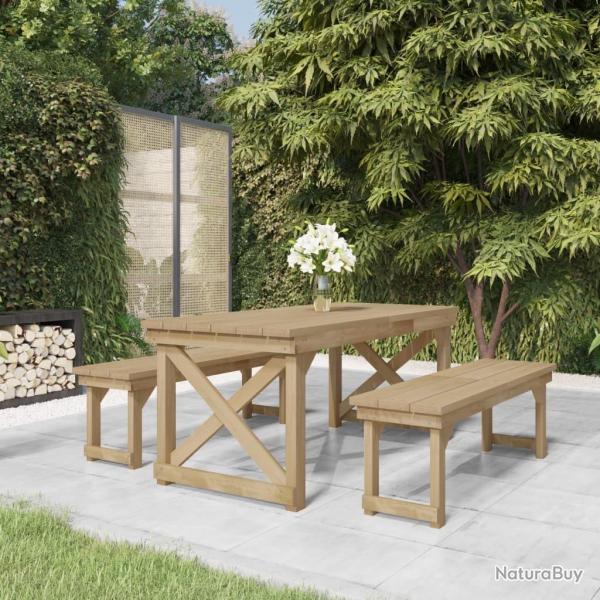 Ensemble  manger de jardin 3 pcs Bois de pin imprgn alsavelo