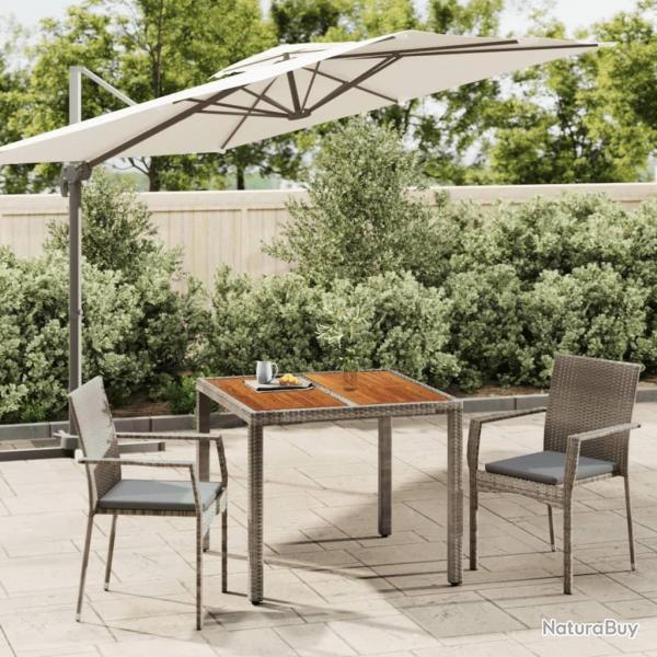 Ensemble  manger de jardin 3 pcs coussins gris rsine tresse alsavelo