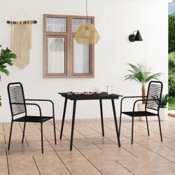 Ensemble à manger de jardin 3 pcs Corde en coton et acier Noir alsavelo