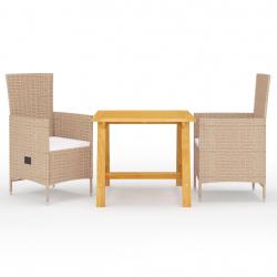 Ensemble à manger de jardin 3 pcs Beige alsavelo