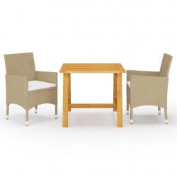 Ensemble à manger de jardin 3 pcs Beige alsavelo