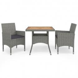 Ensemble à manger de jardin 3 pcs Gris Résine tressée et acacia alsavelo
