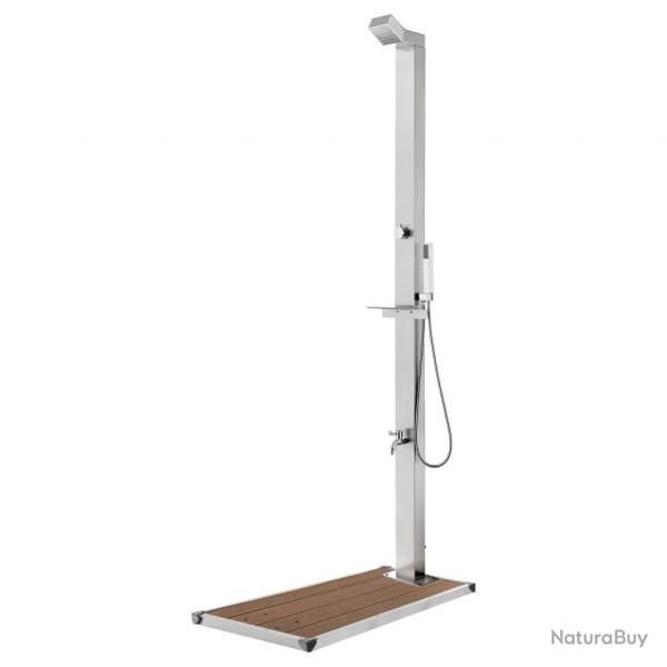 Douche de jardin avec base marron 225 cm Acier inoxydable alsavelo