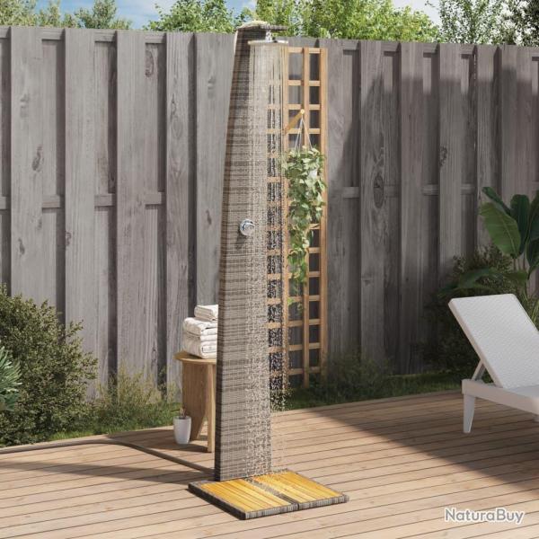 Douche d'extrieur gris 55x60x224 cm rsine tresse bois acacia alsavelo