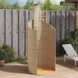 Douche d'extérieur beige 100x100x241,5cm poly rotin bois acacia alsavelo