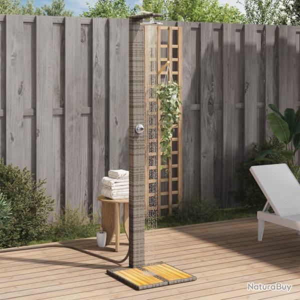 Douche d'extrieur gris 50x55x224 cm rsine tresse bois acacia alsavelo