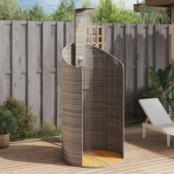 Douche d'extérieur gris 100x100x241,5 cm poly rotin bois acacia alsavelo