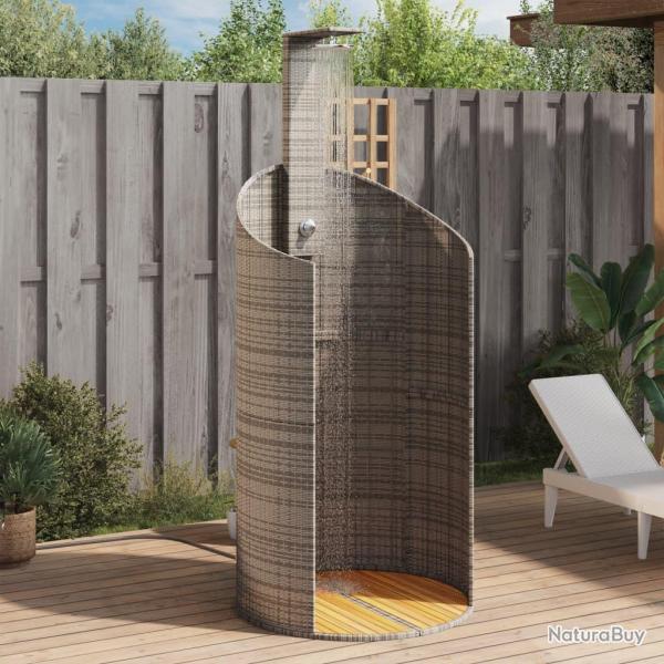 Douche d'extrieur gris 100x100x241,5 cm poly rotin bois acacia alsavelo