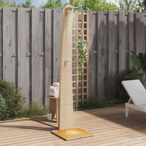 Douche d'extrieur beige 55x60x224cm rsine tresse bois acacia alsavelo