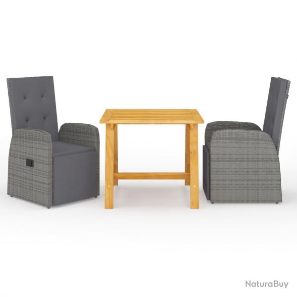 Ensemble  manger de jardin 3 pcs Gris alsavelo
