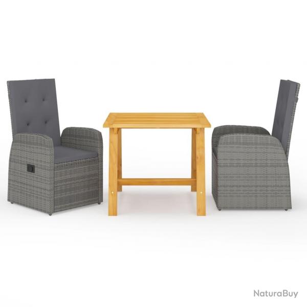 Ensemble  manger de jardin 3 pcs Gris alsavelo
