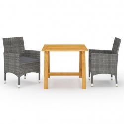 Ensemble à manger de jardin 3 pcs Gris alsavelo