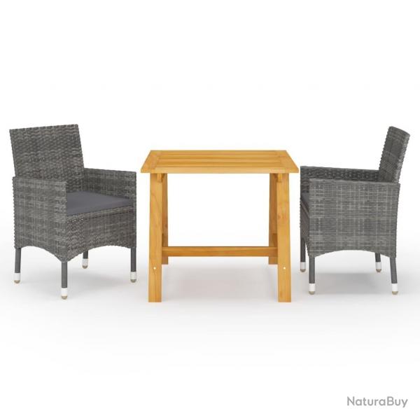 Ensemble  manger de jardin 3 pcs Gris alsavelo
