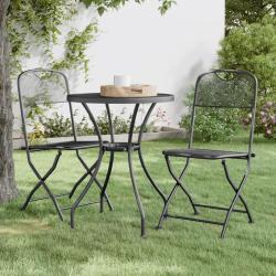 Ensemble &agrave; manger de jardin 3 pcs Maille M&eacute;tal Anthracite