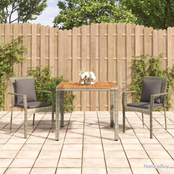 Ensemble  manger de jardin 3 pcs coussins gris rsine tresse alsavelo