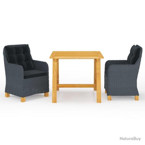 Ensemble  manger de jardin 3 pcs Gris fonc alsavelo