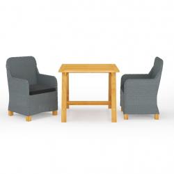 Ensemble à manger de jardin 3 pcs Gris clair alsavelo