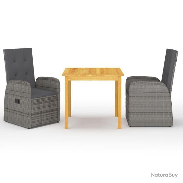 Ensemble  manger de jardin 3 pcs Gris alsavelo