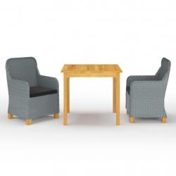 Ensemble à manger de jardin 3 pcs Gris clair alsavelo