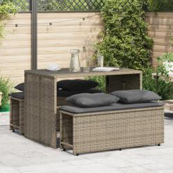 Ensemble à manger de jardin 3 pcs coussins gris résine tressée alsavelo