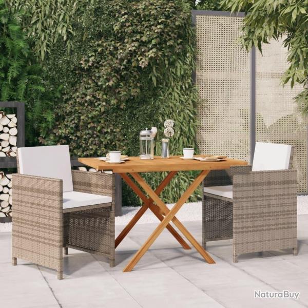 Ensemble  manger de jardin 3 pcs avec coussins Beige alsavelo
