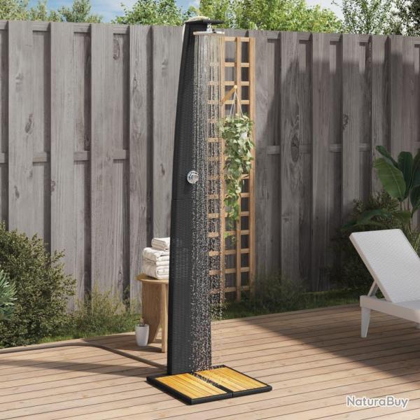 Douche d'extrieur noir 55x60x224 cm rsine tresse bois acacia alsavelo