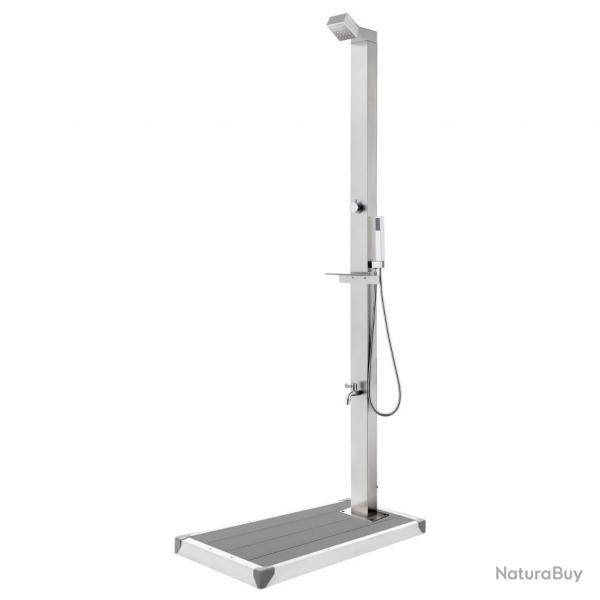 Douche de jardin avec base gris 225 cm Acier inoxydable alsavelo