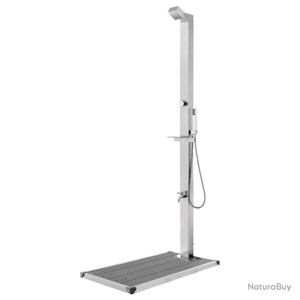 Douche de jardin avec base gris 225 cm Acier inoxydable alsavelo