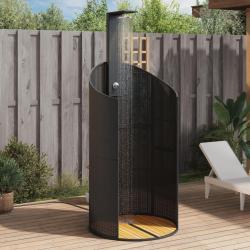 Douche d'extérieur noir 100x100x241,5 cm poly rotin bois acacia alsavelo