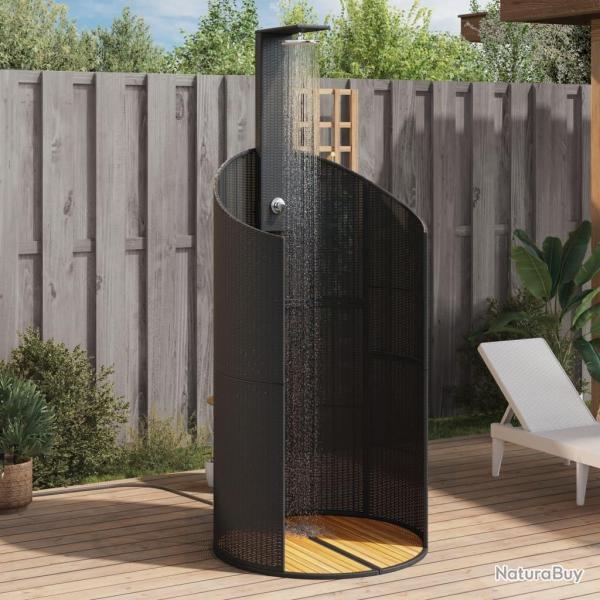 Douche d'extrieur noir 100x100x241,5 cm poly rotin bois acacia alsavelo
