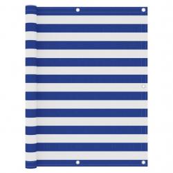 Écran de balcon Blanc et bleu 120x300 cm Tissu Oxford alsavelo