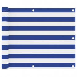 Écran de balcon Blanc et bleu 75x400 cm Tissu Oxford alsavelo