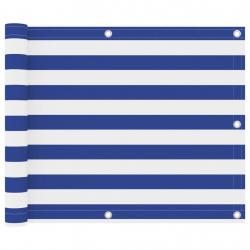 Écran de balcon Blanc et bleu 75x600 cm Tissu Oxford alsavelo