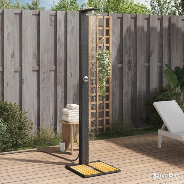 Douche d'extrieur noir 50x55x224 cm rsine tresse bois acacia alsavelo