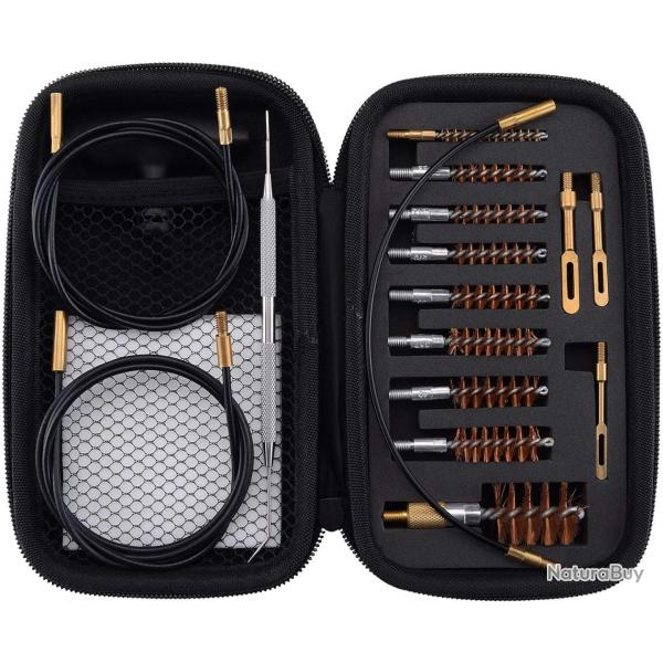 Kit Nettoyage Pistolet, Kit de Nettoyage Fusil .17 .22/ .223/5.56MM .243 .280 .30 .357/9MM .40 .45 1