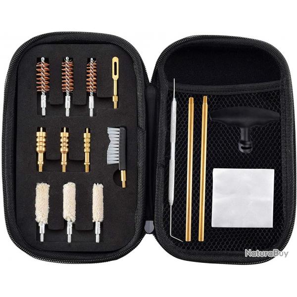 Kit de Nettoyage Universel pour Pistolet, .357/.38/9mm.40.45 Calibre pour Fusil, Kit Nettoyage Arme