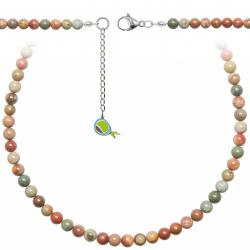 Collier en jaspe polychrome - Perles rondes 6 mm - 70 cm