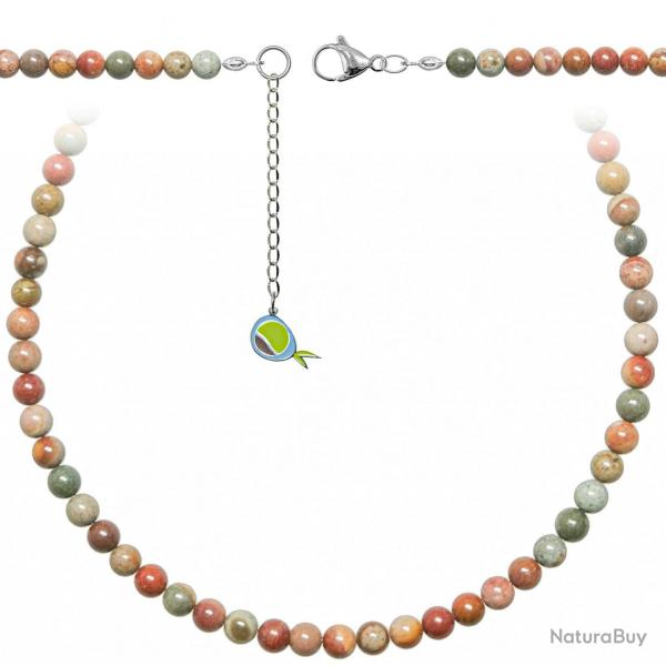 Collier en jaspe polychrome - Perles rondes 6 mm - 70 cm