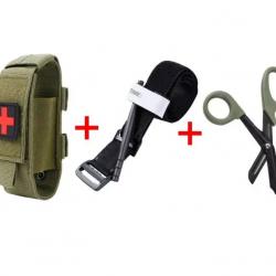 Poche + Garrot Tourniquet Tactique + Ciseaux - MOLLE - VERT - SKX INDUSTRIES