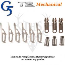 G5 T2 - Lames de rechange pour 3 pointes T2 bi-lames - 100 ou 125 grains