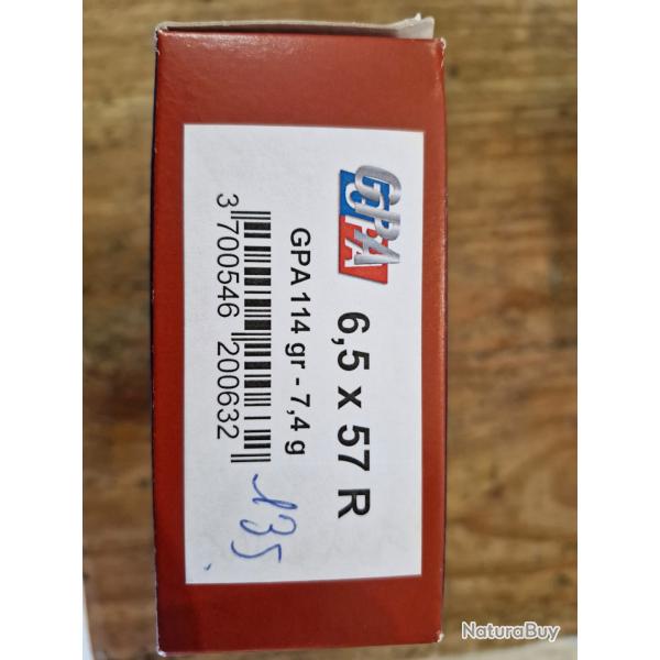 Munitions GPA cal 6.5x57 R en 114 grains