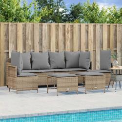 Salon de jardin avec coussins 5 pcs beige résine tressée alsavelo