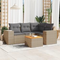 Salon de jardin avec coussins 5 pcs beige résine tressée alsavelo